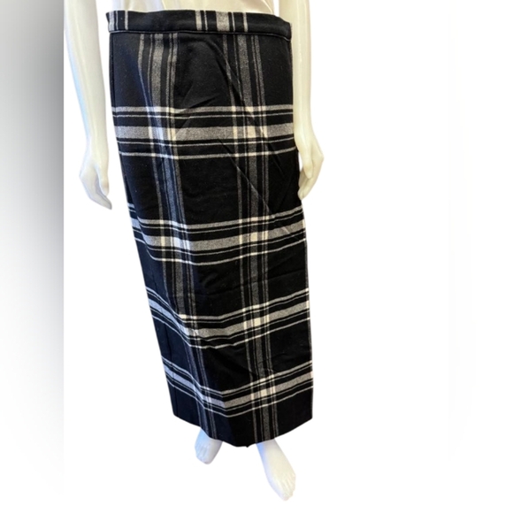 Liz Claiborne Skirt Wrap Maxi Wool Blend Plaid Black/White Size 14 - Picture 4 of 9